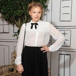 Jason Wu for Target White Ribbon Neck Tie Button Down Shirt small